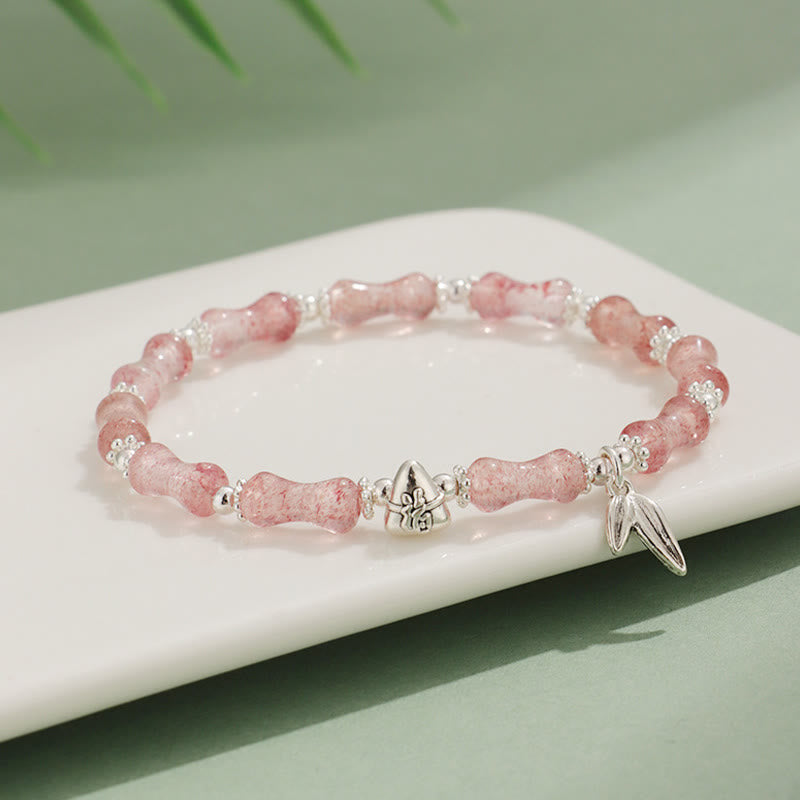 Bracelet porte-bonheur symbolique en jade blanc péridot et bambou Fu