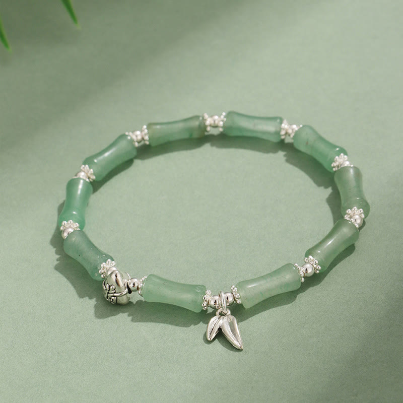 Bracelet porte-bonheur symbolique en jade blanc péridot et bambou Fu