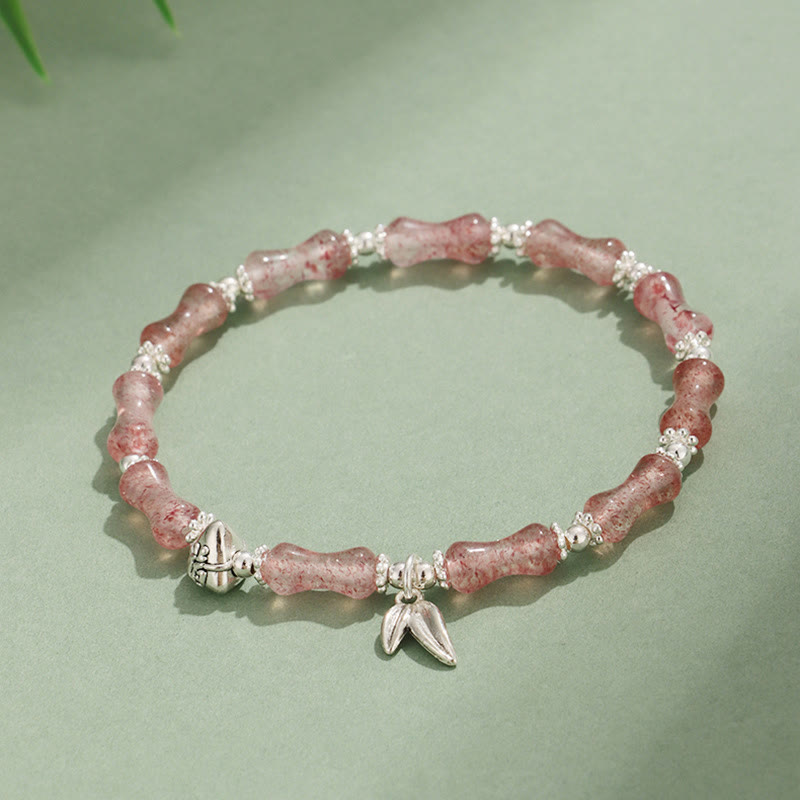 Bracelet porte-bonheur symbolique en jade blanc péridot et bambou Fu
