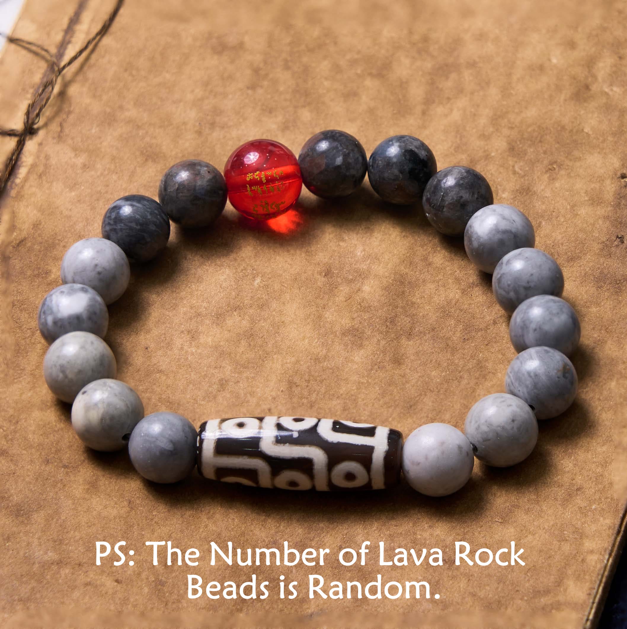 Bracelet unisexe en agate et perles dzi à neuf yeux en jaspe Picasso