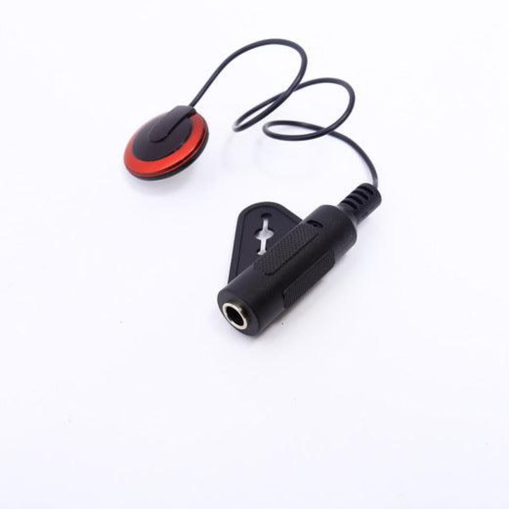 Black audio adapter with red-trimmed button for Kalimba, Ukulele, Guitar, Violin