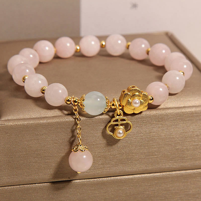 Bracelet porte-bonheur en cristal rose 14-17 cm