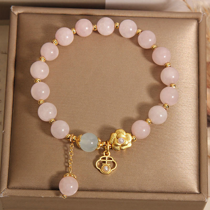 Bracelet porte-bonheur en cristal rose 14-17 cm