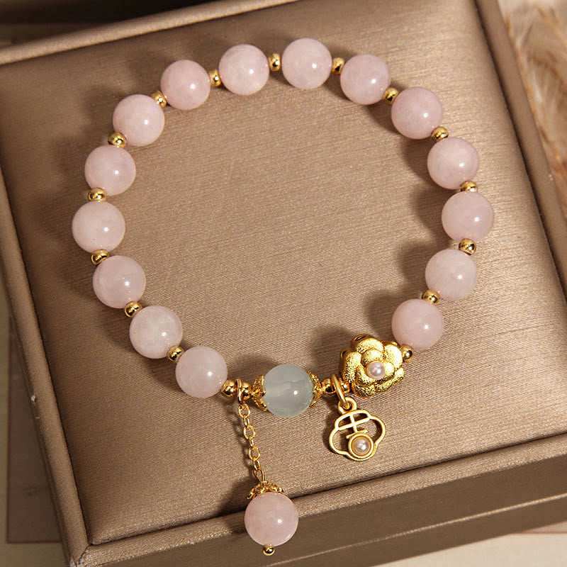 Bracelet porte-bonheur en cristal rose 14-17 cm