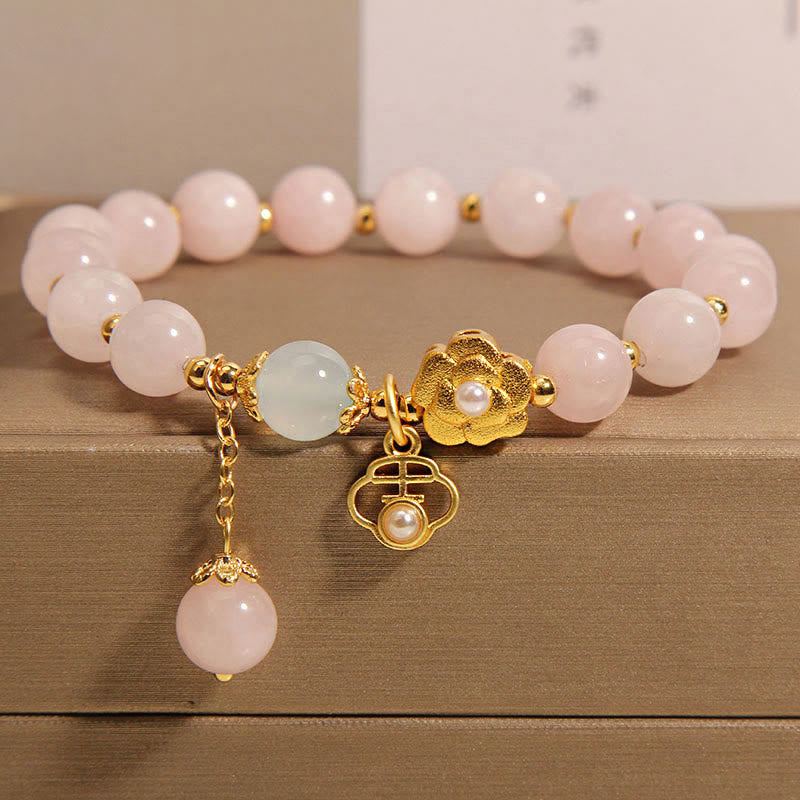 Bracelet porte-bonheur en cristal rose 14-17 cm