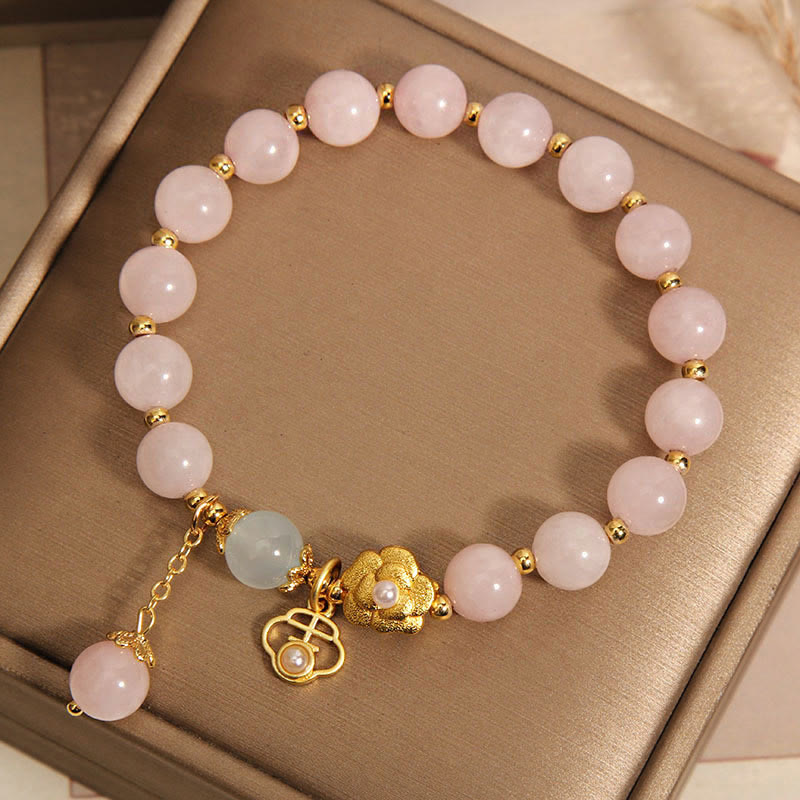 Bracelet porte-bonheur en cristal rose 14-17 cm