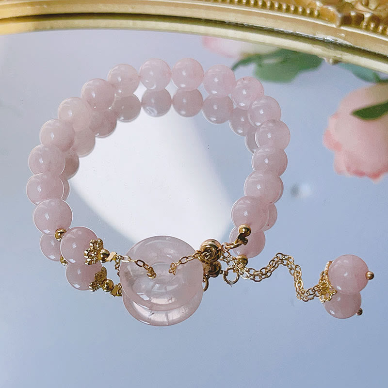 Bracelet d'amour avec boucle de paix en cristal rose pour la tranquillité intérieure