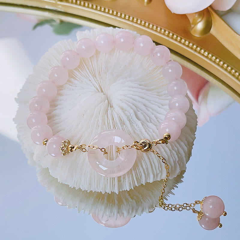 Bracelet d'amour avec boucle de paix en cristal rose pour la tranquillité intérieure