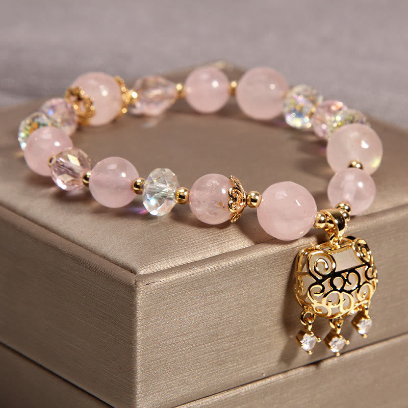 Bracelet apaisant en cristal rose 10 mm pour calme et protection
