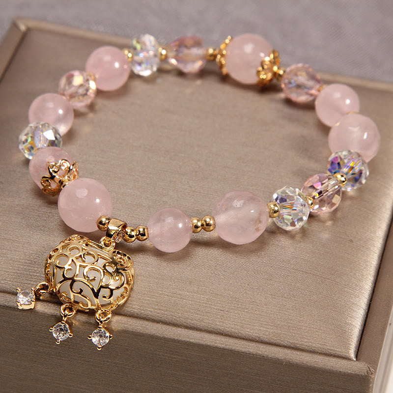 Bracelet apaisant en cristal rose 10 mm pour calme et protection