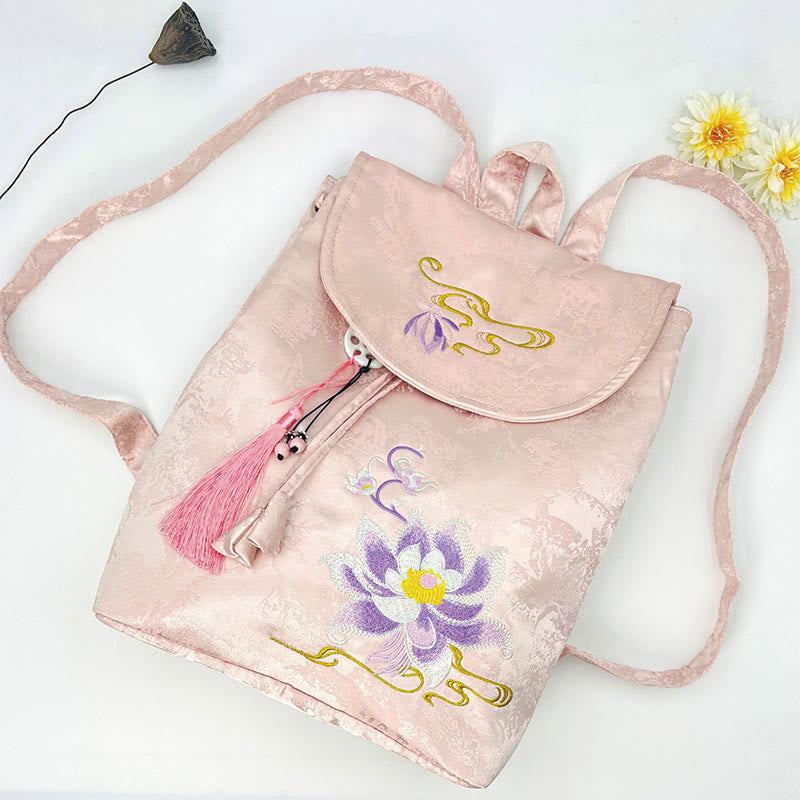 Sac à dos brodé Lotus rose - Spiritual Apparel