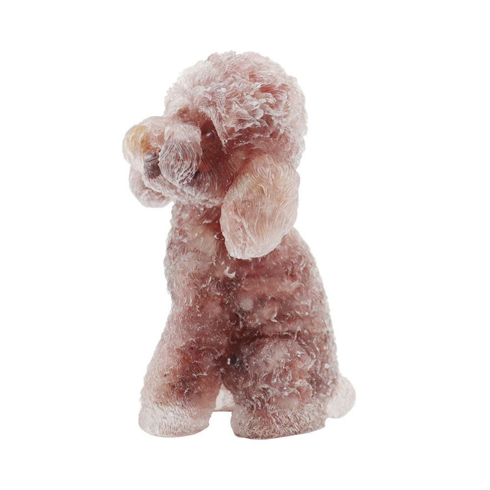 Pink Resin Toy Poodle Figurine 2-inch Spiritual Animal Statue