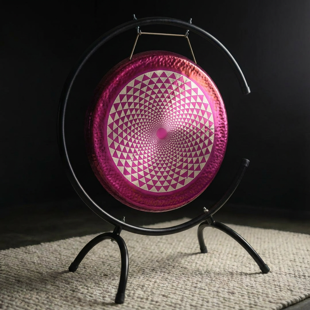 Instrument Gong Lotus à Géométrie Sacrée Rose