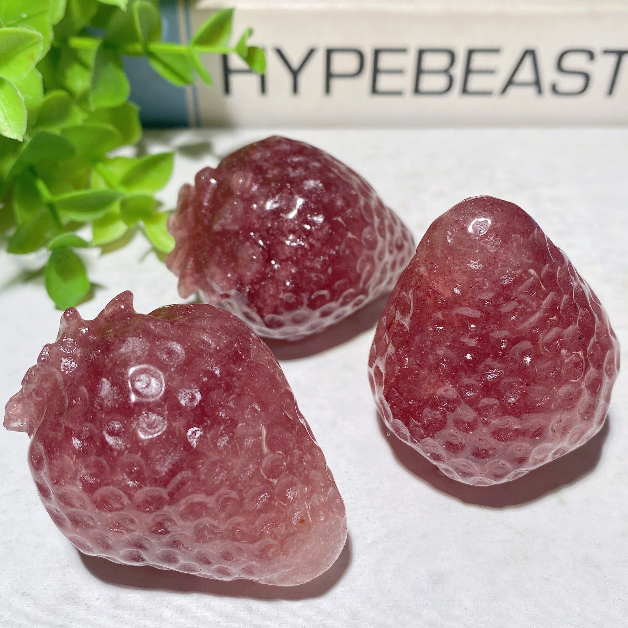 Pink Strawberry Quartz Crystal Figurine for Healing & Meditation