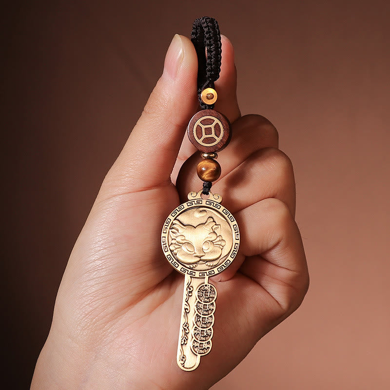 Pixiu Cuivre Pièce Yin Yang Bagua Porte-clés fait à la main