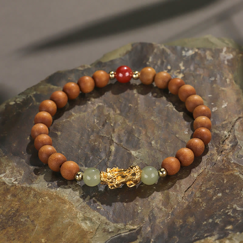 Bracelet en bois PiXiu Wealth pour la prospérité et l'abondance