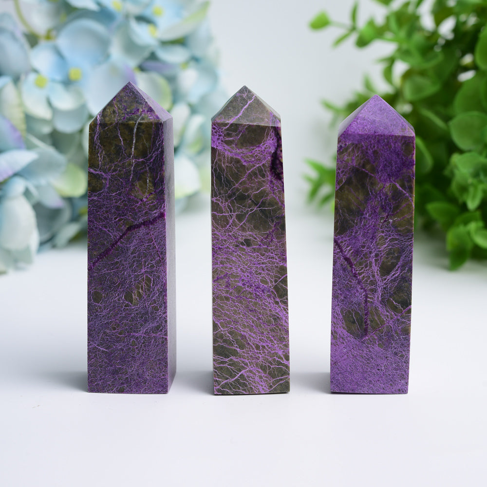 Polished Charoite Crystal Tower 2.5-4 in Healing Decor