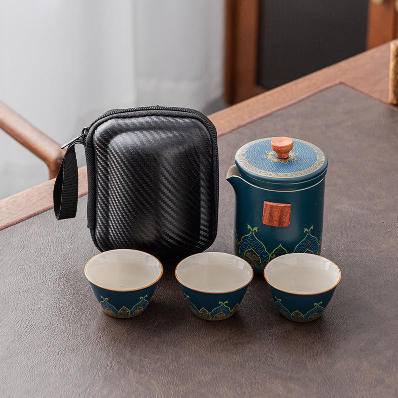Théière chinoise portable Gongfu en céramique avec sac