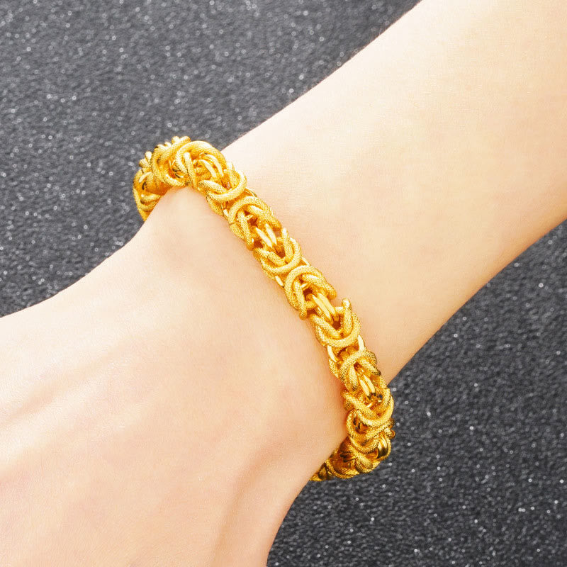 Bracelet de protection à double tête de dragon plaqué or 24 carats de qualité supérieure