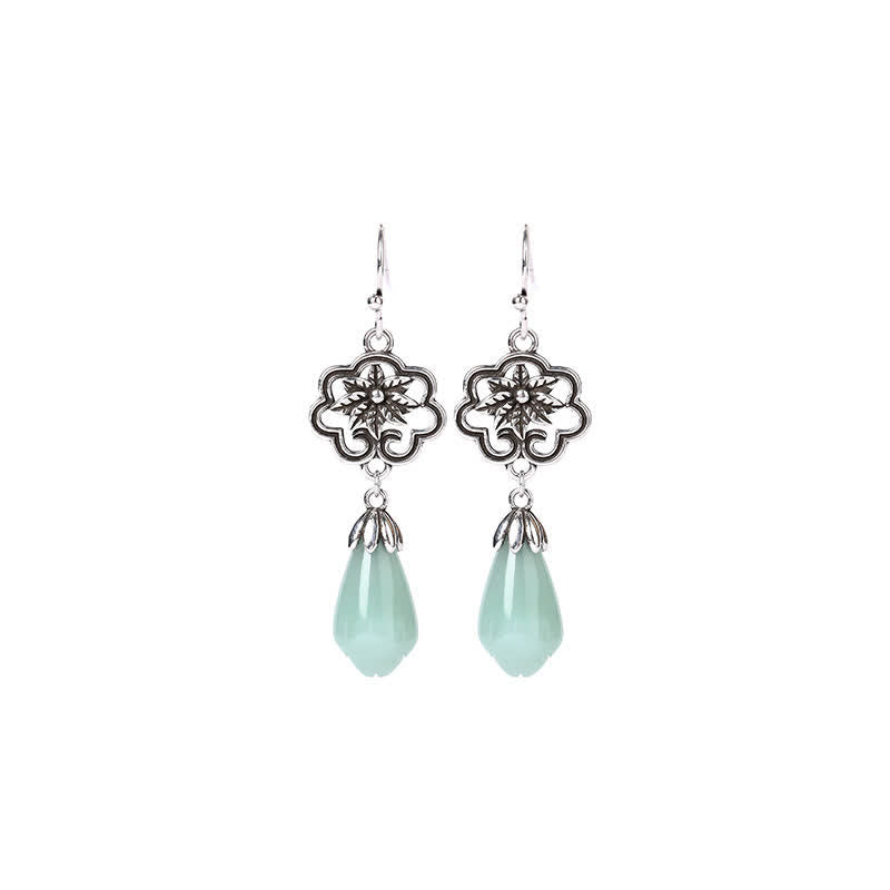 Boucles d'oreilles pendantes en jade et goutte d'eau Prosperity