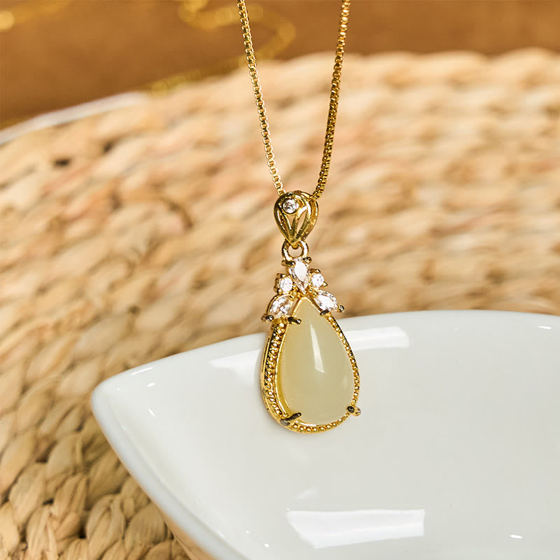 Collier pendentif en jade blanc Hetian Protection Bonheur