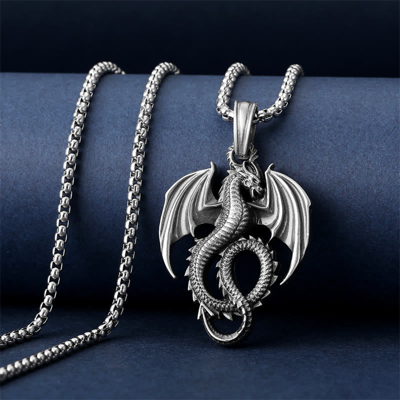 Collier pendentif dragon en étain pur | Symbole de chance et de réussite