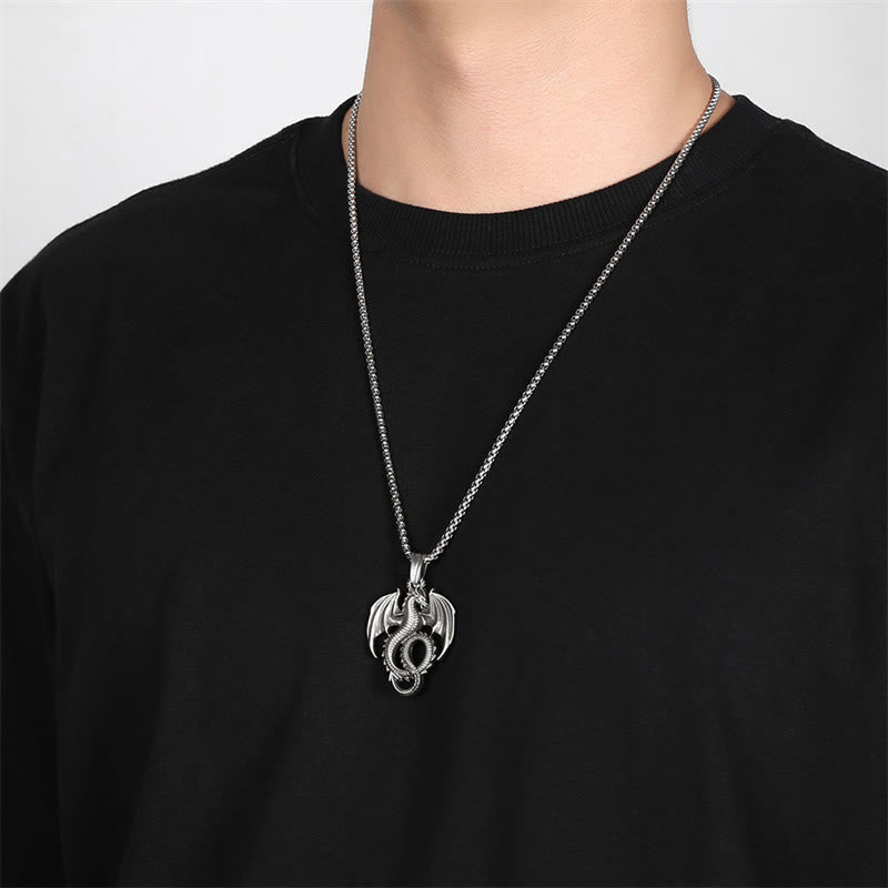 Collier pendentif dragon en étain pur | Symbole de chance et de réussite