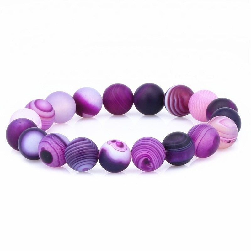 Bracelet en agate violette pour l'équilibre de l'aura et le sommeil