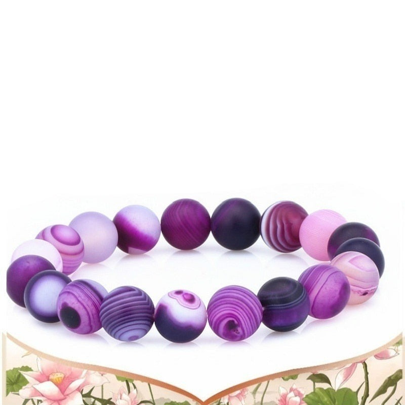 Bracelet en agate violette pour l'équilibre de l'aura et le sommeil
