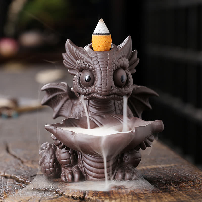 Brûleur d'encens dinosaure en argile violette pour la méditation et les rituels
