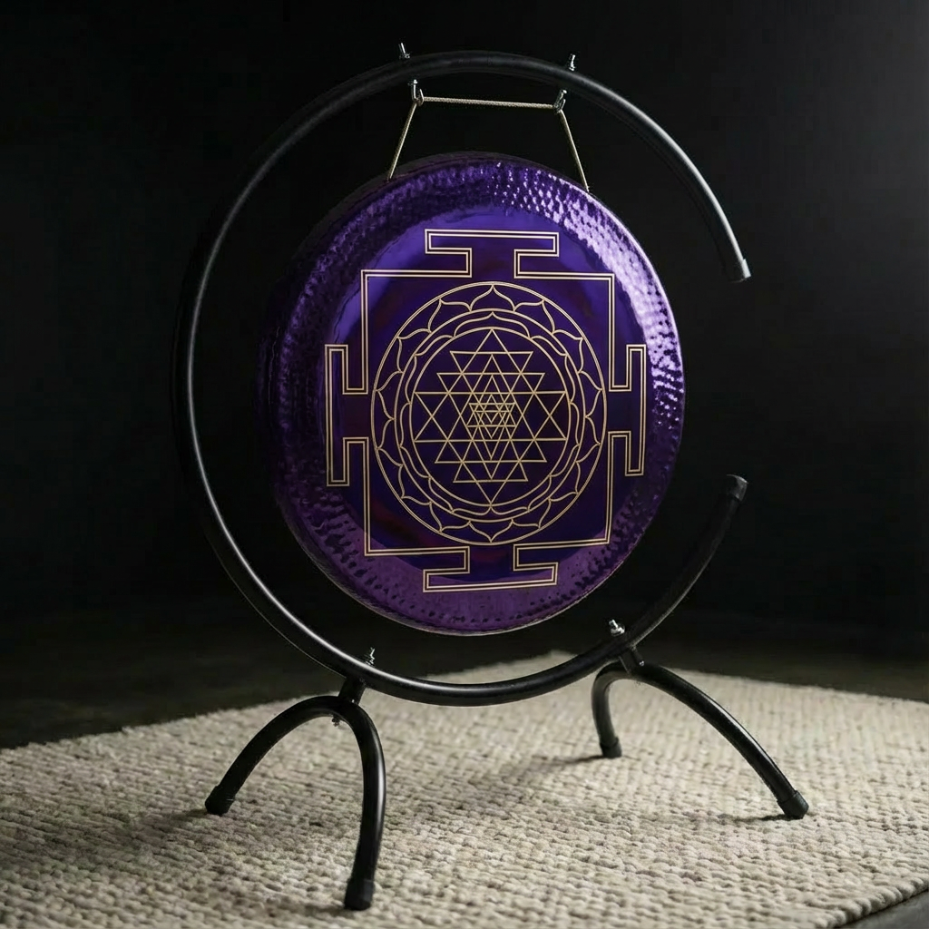 Gong violet à géométrie sacrée pour bain sonore