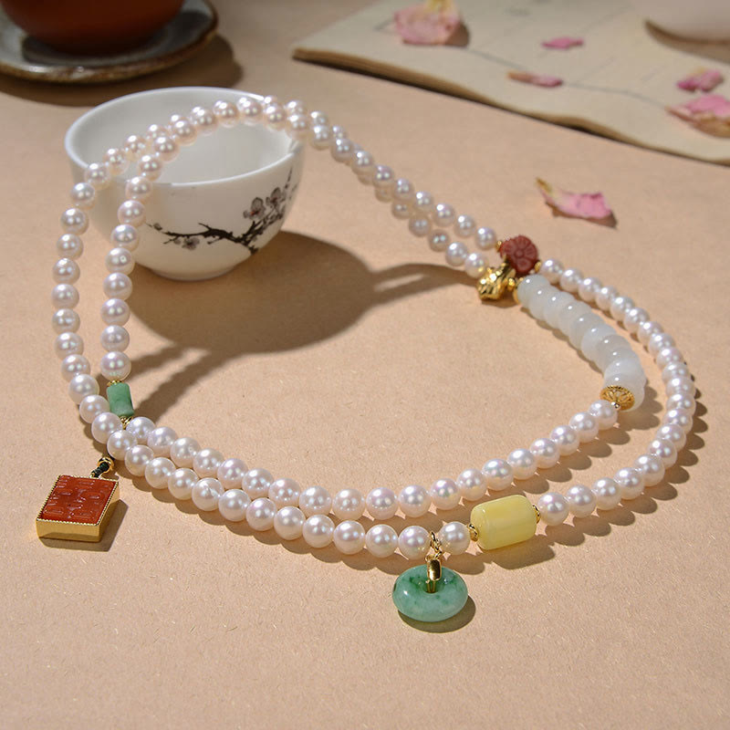 Bracelet en jade quadruple tour avec perle, agate rouge et ambre pour la chance