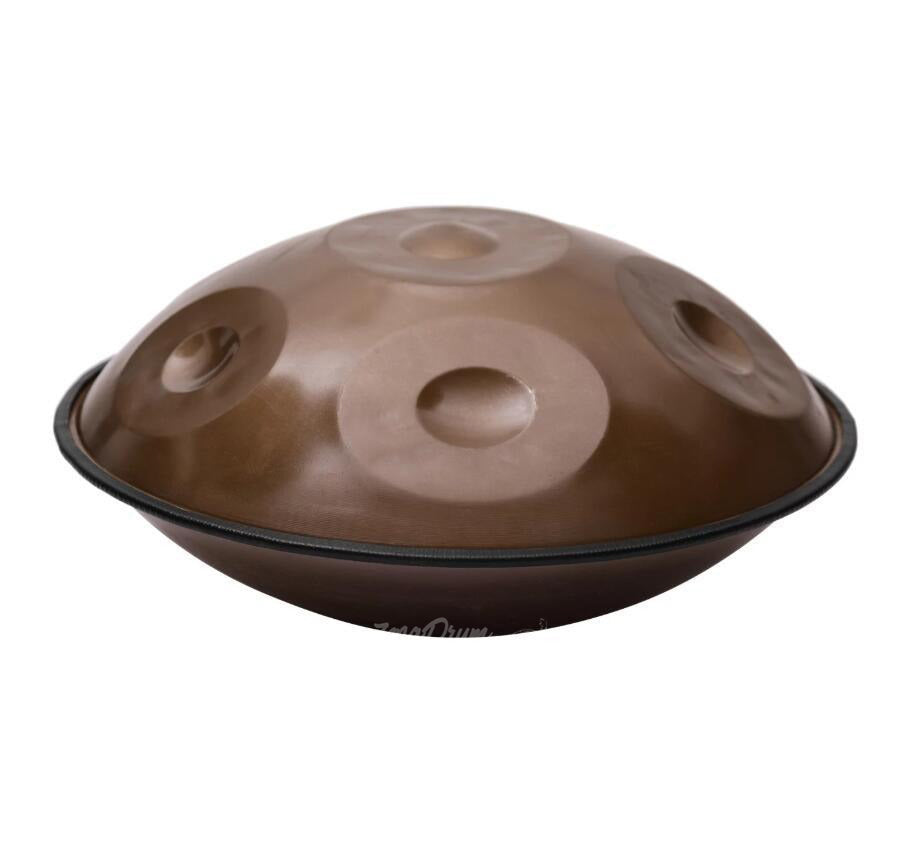 Brown metallic 6-note Handpan Drum for beginners featuring multiple tone fields