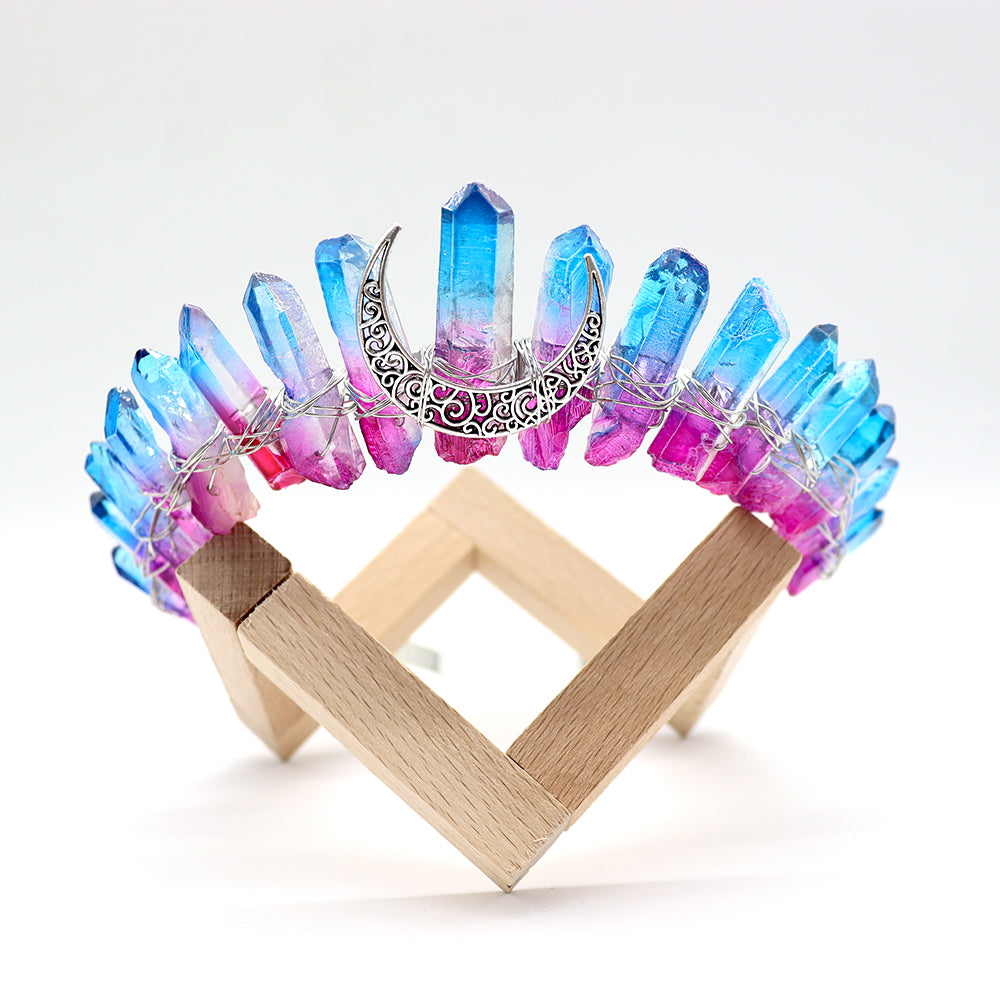 Couronne de cristal de quartz aura arc-en-ciel 4 cm Points de guérison