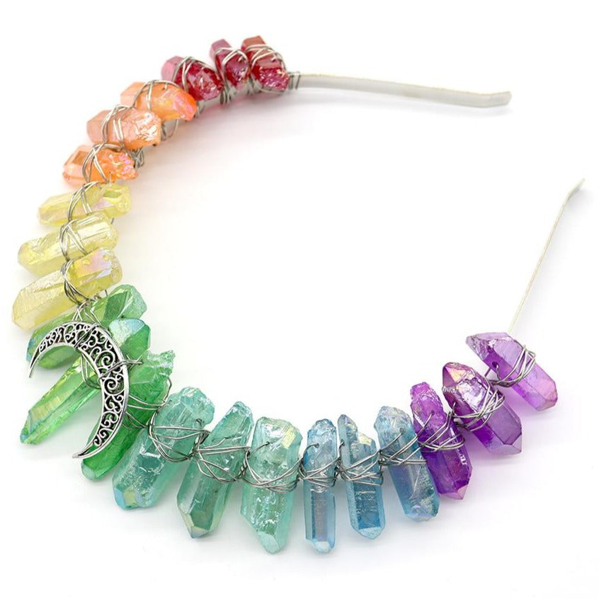 Couronne de cristal de quartz aura arc-en-ciel 4 cm Points de guérison