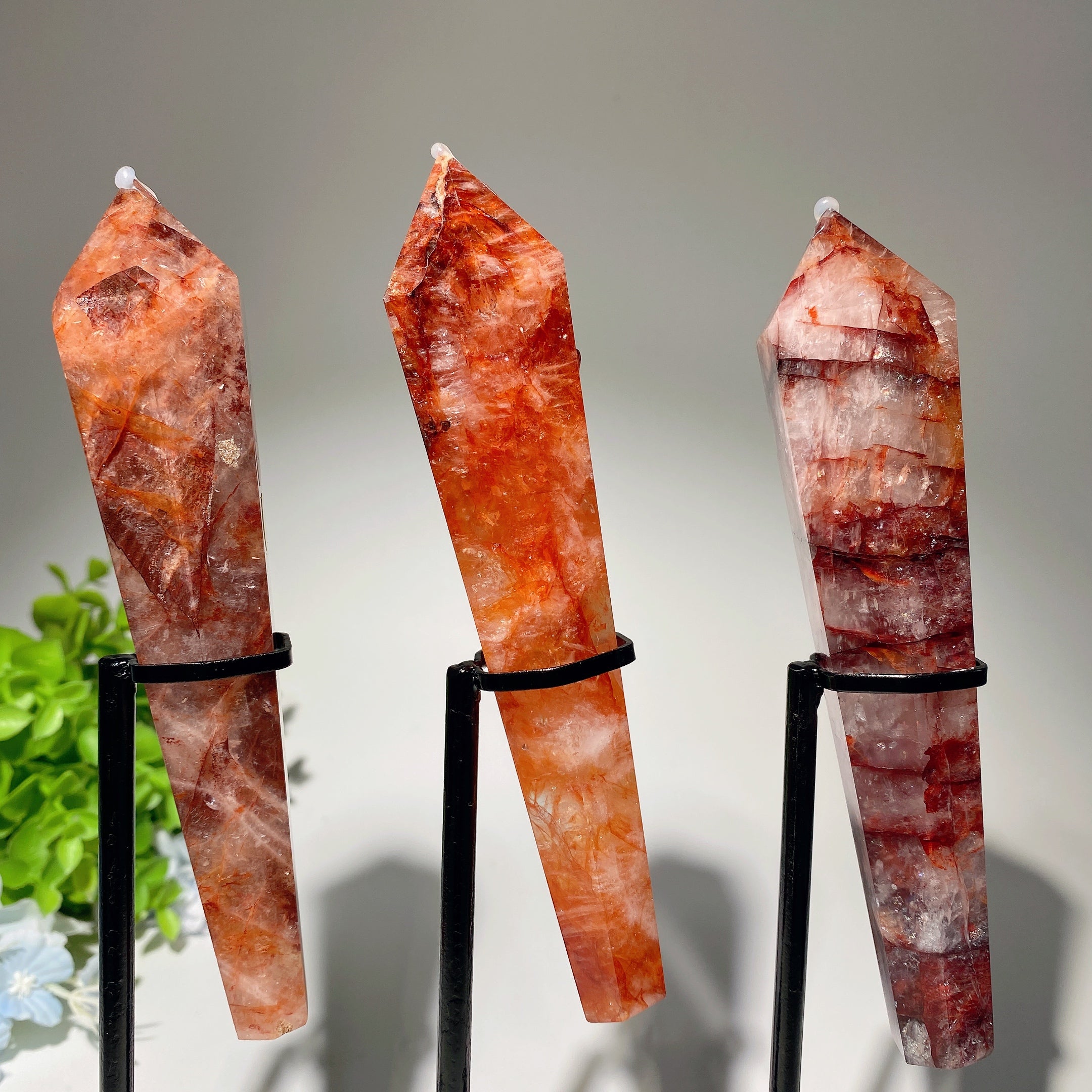 Rainbow Flashing Fire Quartz Crystal Wand 4.5-6.0 Inches Healing