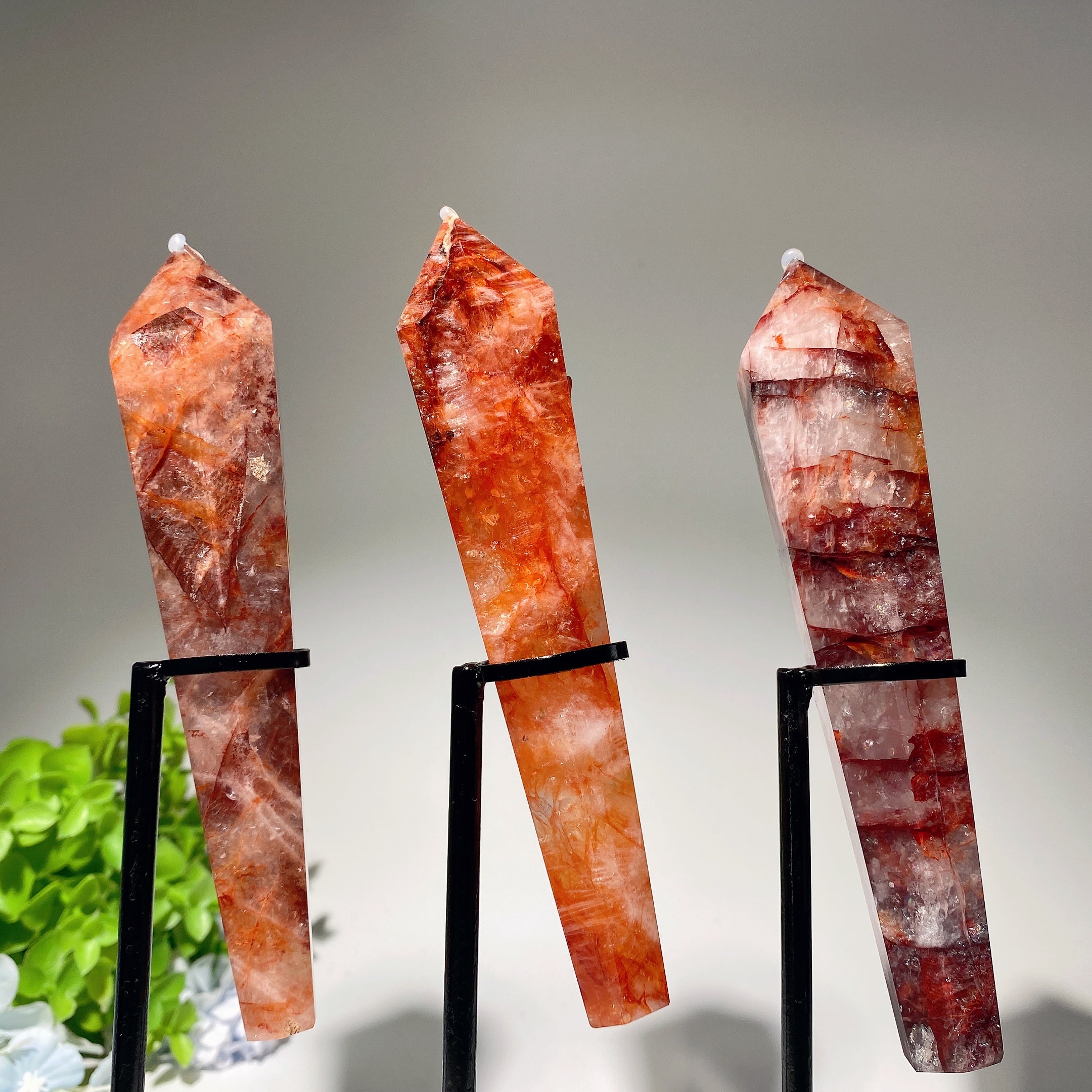 Rainbow Flashing Fire Quartz Crystal Wand 4.5-6.0 Inches Healing