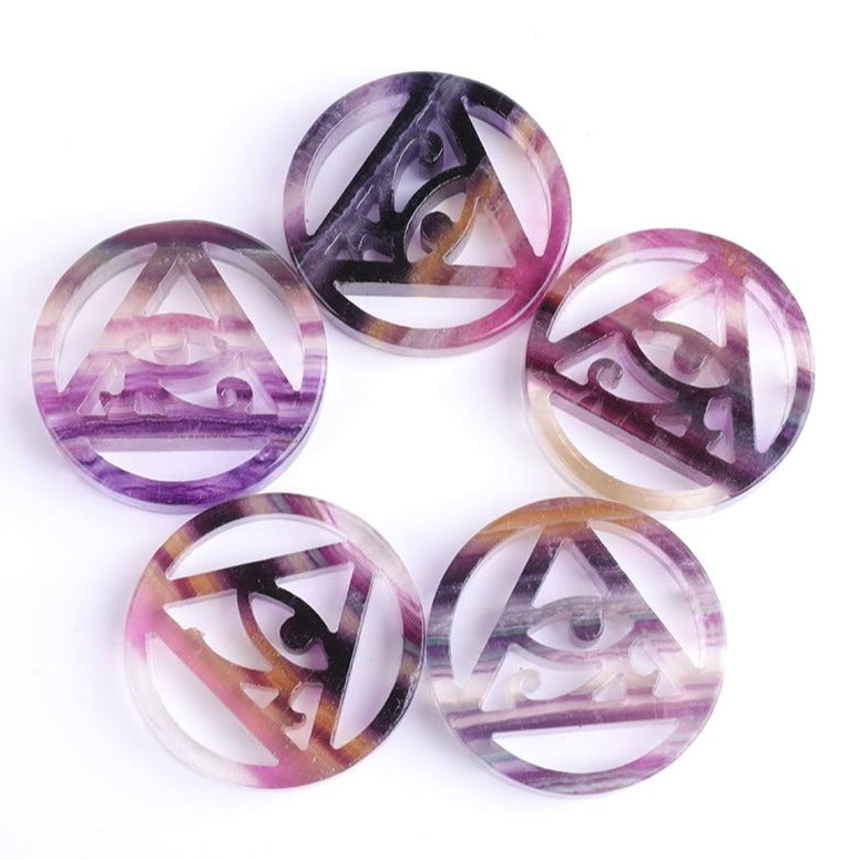 Rainbow Fluorite Horus Eye Carving 2.3 inch Crystal Figurine