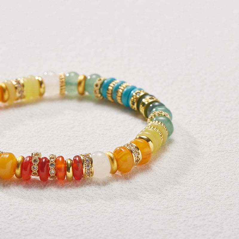 Bracelet de confiance en jade et agate arc-en-ciel 6 mm, bijou de guérison