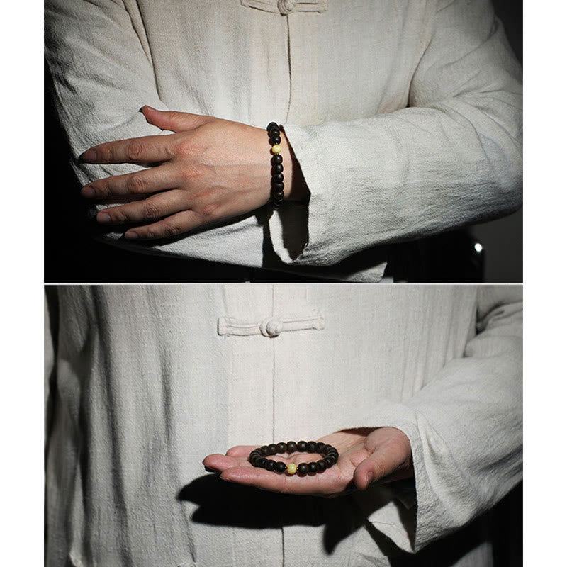 Bracelet en ambre et bois d'agar de Brunei rare pour l'équilibre et le calme