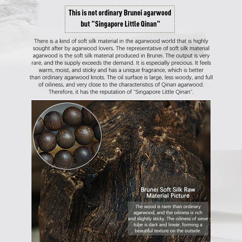 Bracelet rare en bois d'agar de Brunei avec perles en or pur