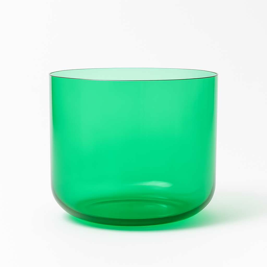 Ensemble de bols chantants en cristal vert clair Cosmic Light pour la méditation