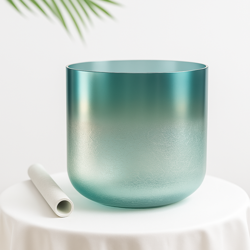 Bol chantant en cristal vert glacé pour la guérison sonore