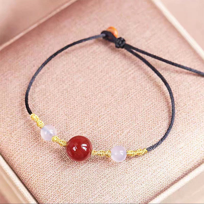Collier bracelet en agate rouge et calcédoine pour la confiance et l'harmonie