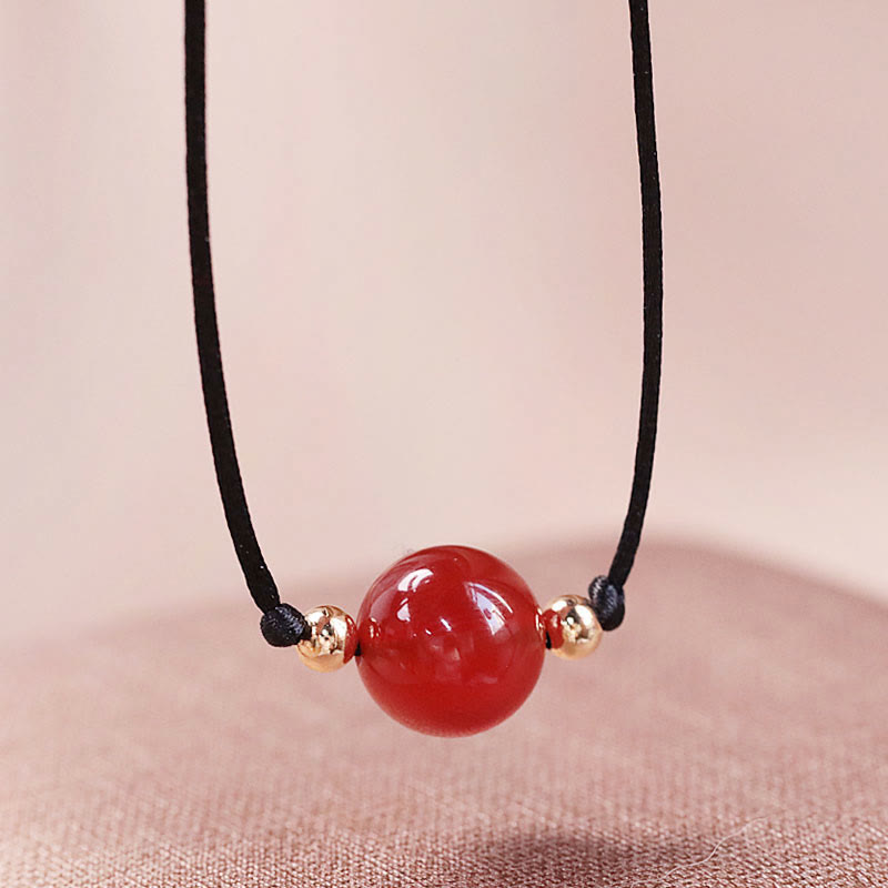 Collier bracelet en agate rouge et calcédoine pour la confiance et l'harmonie