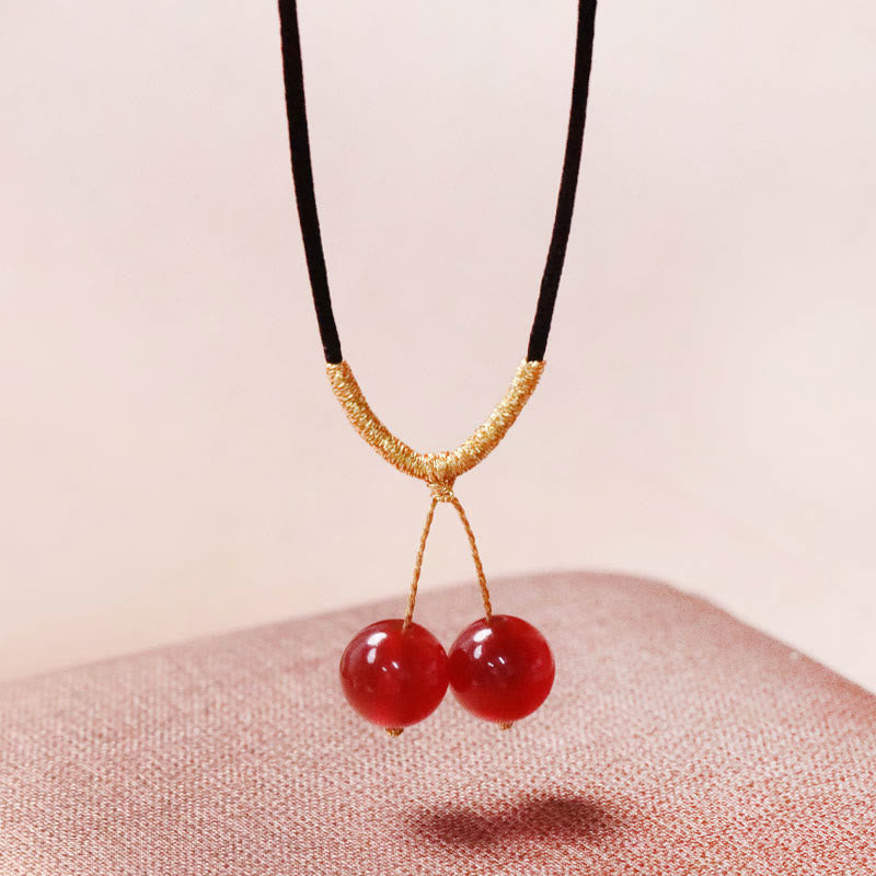 Collier bracelet en agate rouge et calcédoine pour la confiance et l'harmonie