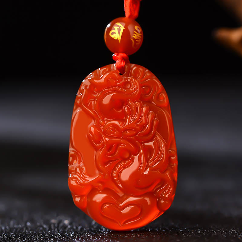 Collier en agate rouge du zodiaque chinois pour la chance et la vitalité