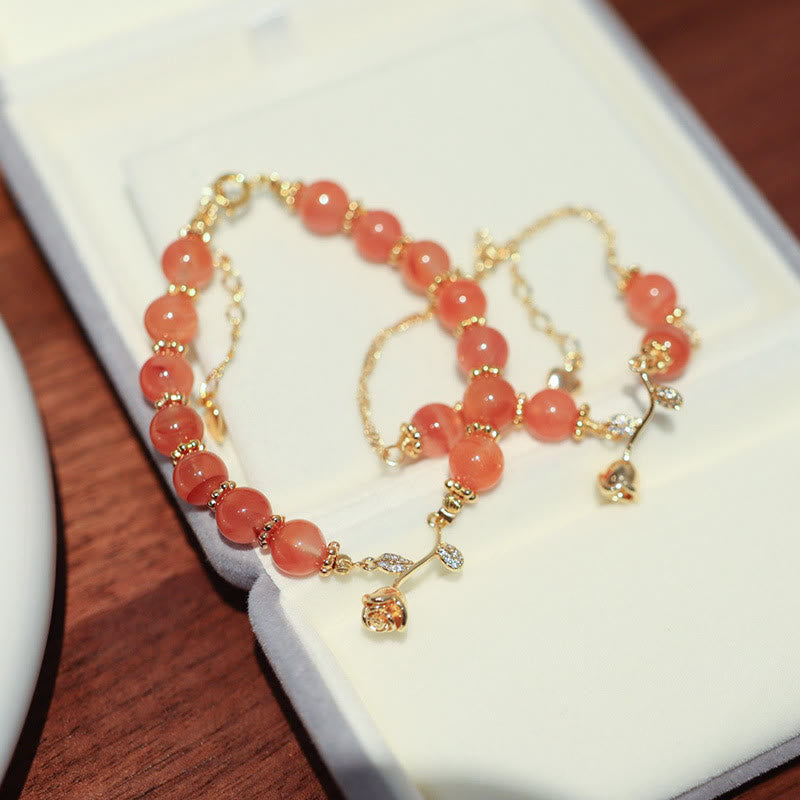 Bracelet chaîne Confiance et calme en agate rouge