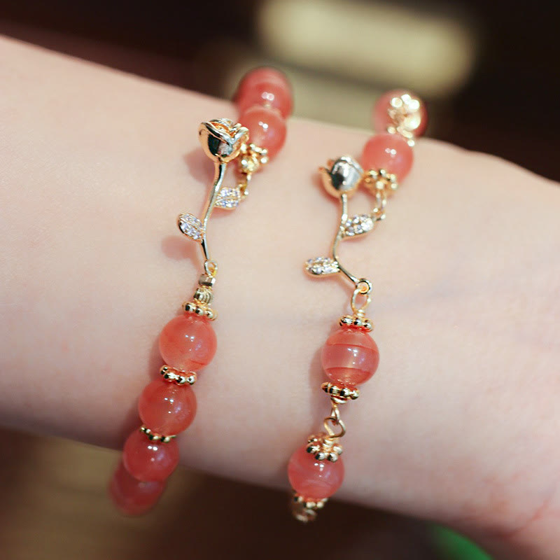 Bracelet chaîne Confiance et calme en agate rouge