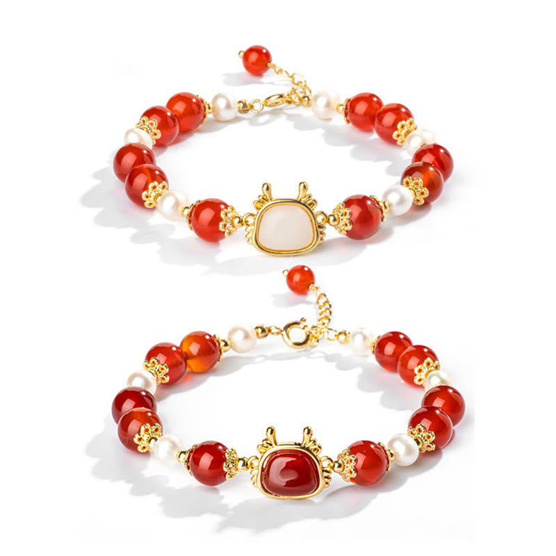 Bracelet de protection Dragon Fu en agate rouge, perles de 8 mm